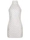 Rotate Birger Christensen Cream Mini Dress With All-over Sequins And Halter Neck In White