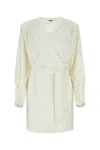 Rotate Birger Christensen Rotate Sequin Embroidered Wrap Dress In White