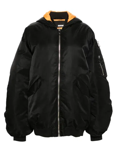 Rotate Birger Christensen Drop-shoulder Hooded Bomber Jacket In Black