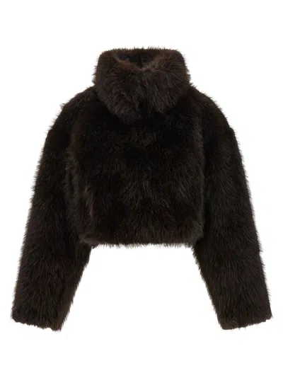 Rotate Birger Christensen Eco-fur Cropped Jacket In Multi