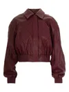 Rotate Birger Christensen Rotate Silk-finish Bomber Jacket With Ribbed Cuffs In Burgundy