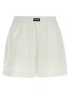 Rotate Birger Christensen Waistband Elastic Hem Turn-up Shorts In White