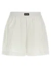 Rotate Birger Christensen Waistband Elastic Hem Turn-up Shorts In White