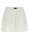 Rotate Birger Christensen Waistband Elastic Hem Turn-up Shorts In White