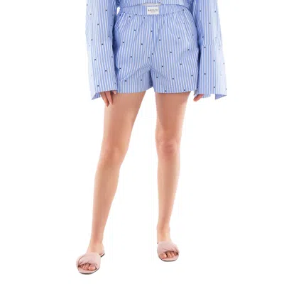 Rotate Birger Christensen Elasticated Stripe Shorts In Blue