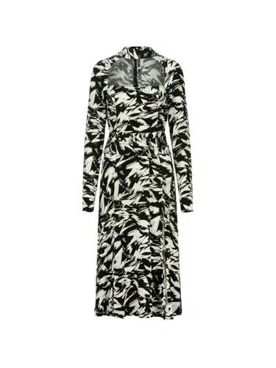 Rotate Birger Christensen Ellen Abstract-pattern Midi Dress In Black