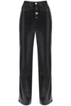 ROTATE BIRGER CHRISTENSEN EMBELLISHED BUTTON FAUX LEATHER PANTS