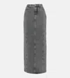 Rotate Birger Christensen Embellished Denim Maxi Skirt In Grey
