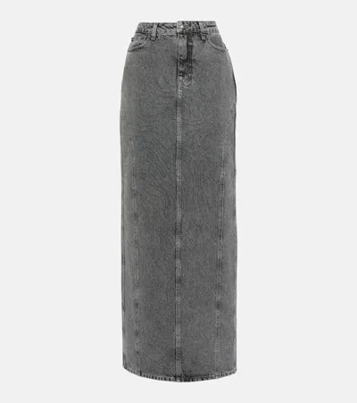 Rotate Birger Christensen Embellished Denim Maxi Skirt In Grey