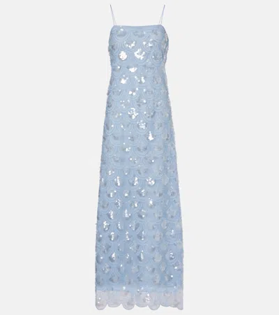 Rotate Birger Christensen Embellished Maxi Dress In Blue