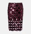 Rotate Birger Christensen Embellished Mesh Midi Skirt In Burgundy
