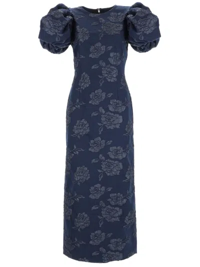 Rotate Birger Christensen Embellished Recycled-satin Halterneck Mini Dress In Blue