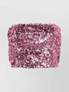 Rotate Birger Christensen Pink Crop Top With All-over Sequins In Pink