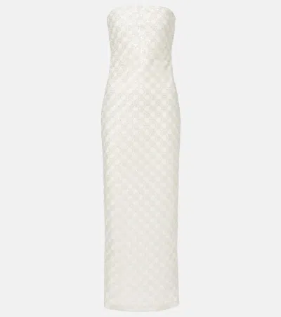Rotate Birger Christensen Embellished Strapless Maxi Dress In White