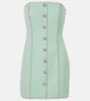 Rotate Birger Christensen Embellished Wool-blend Bouclé Minidress In Grün