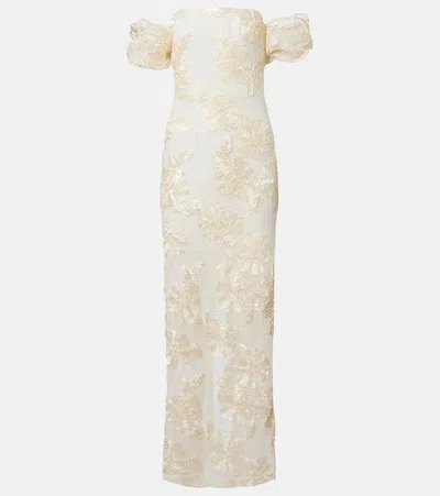 Rotate Birger Christensen Embroidered Bustier Gown In White