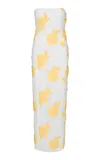 Rotate Birger Christensen Embroidered Chiffon Off-the-shoulder Maxi Dress In White