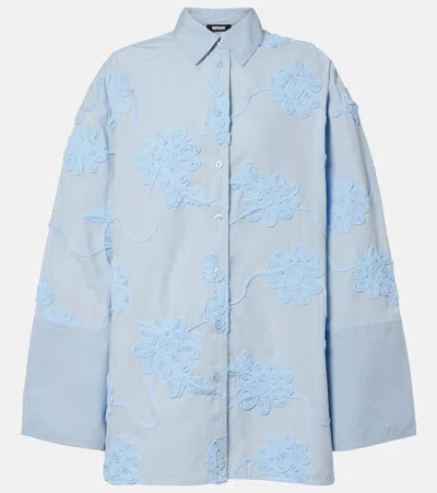 Rotate Birger Christensen Embroidered Cotton Shirt In Blue