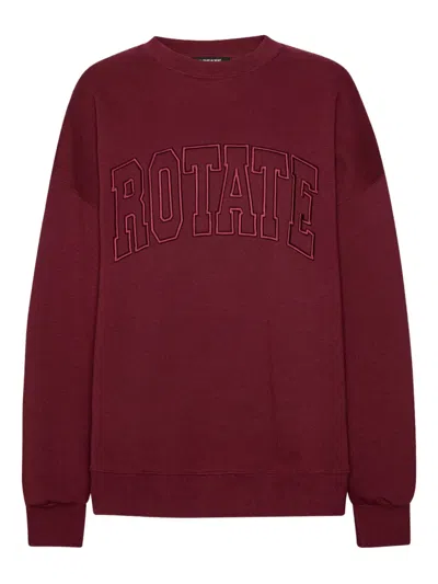 Rotate Birger Christensen Embroidered Crew-neck Sweatshirt In Red