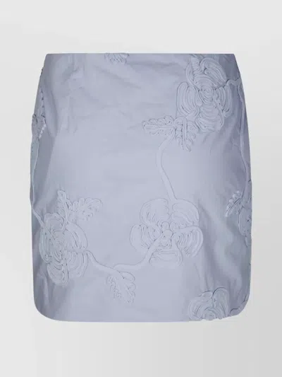 Rotate Birger Christensen Embroidered Floral Cotton Mini Skirt In Blue