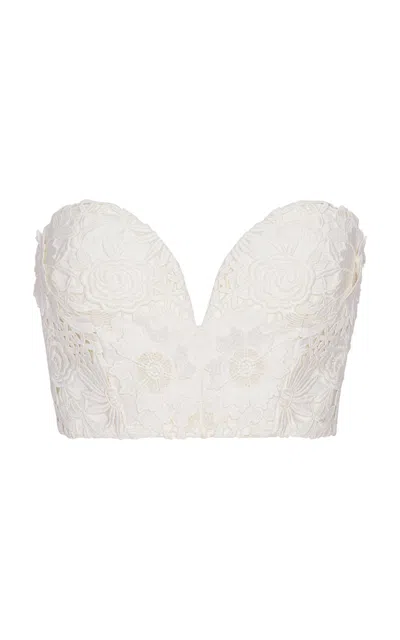 Rotate Birger Christensen Embroidered Lace Corset Top In White