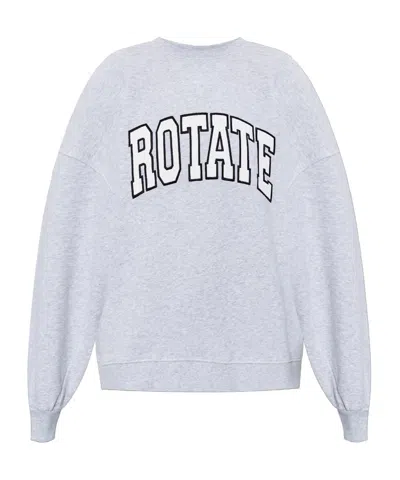 Rotate Birger Christensen Embroidered-logo Crew-neck Sweatshirt In Grey