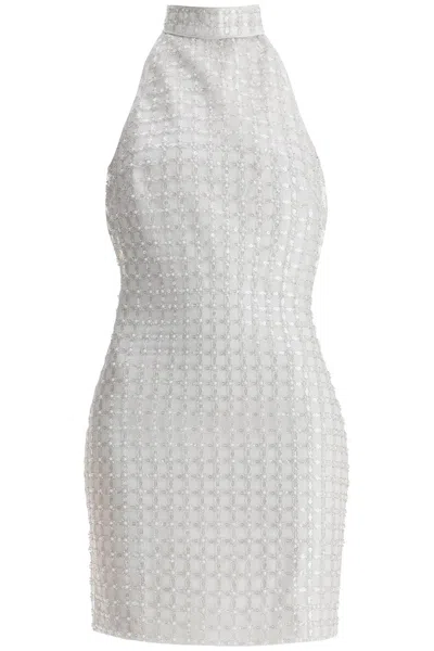 Rotate Birger Christensen Embroidered Tulle Mini Dress In White