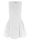Rotate Birger Christensen Flared Cotton Poplin Dress In White