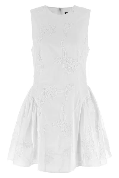 Rotate Birger Christensen Flared Cotton Poplin Dress In White