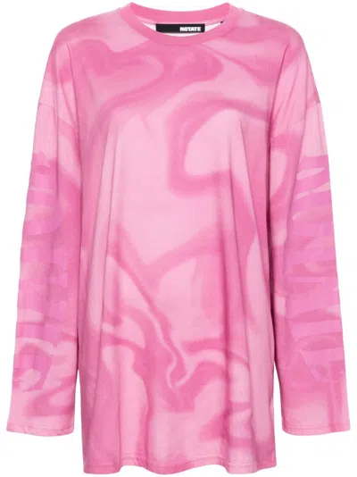 Rotate Birger Christensen Enzyme Logo-print T-shirt In Pink