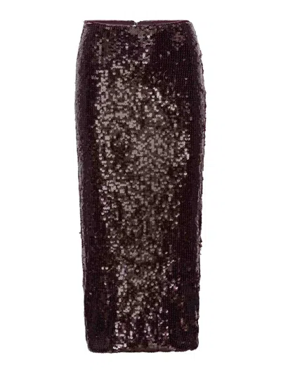 Rotate Birger Christensen Skirt With Sequins In Brown