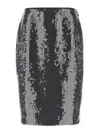 Rotate Birger Christensen Rotate Fitted Grey Skirt With Shimmering Sequin Design In Gray