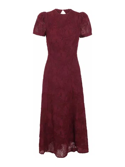 Rotate Birger Christensen Falda Semilarga - Rojo In Burgundy