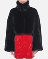 ROTATE BIRGER CHRISTENSEN FAUX FUR CROP JACKET