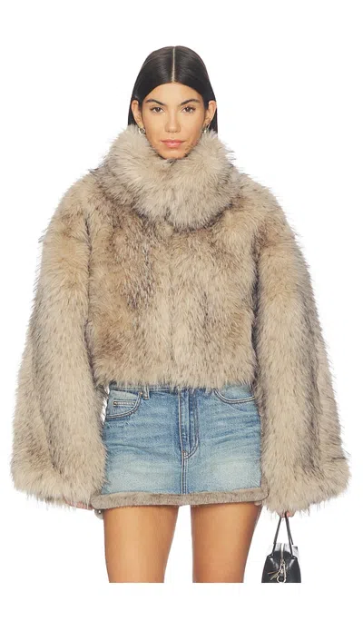 Rotate Birger Christensen Faux Fur Crop Jacket In Multi