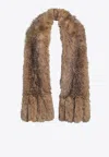 Rotate Birger Christensen Faux Fur Plush Scarf In Sand