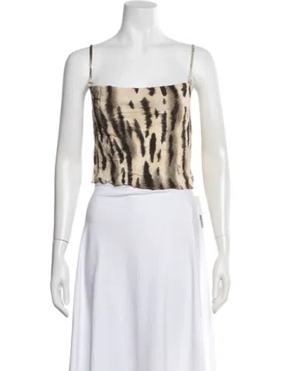 Pre-owned Rotate Birger Christensen Faux Leather Animal Print Crop Top In Multi