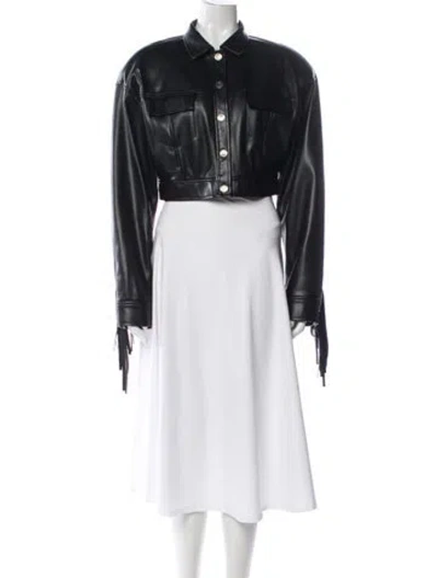 Pre-owned Rotate Birger Christensen Faux Leather Biker Jacket In Black