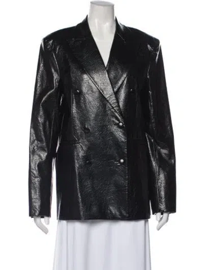 Pre-owned Rotate Birger Christensen Faux Leather Blazer In Black