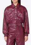 Rotate Birger Christensen Collared Panel Detailing Bomber Jacket In Burgundy