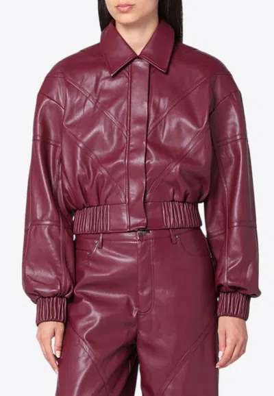 ROTATE BIRGER CHRISTENSEN FAUX LEATHER CROPPED JACKET