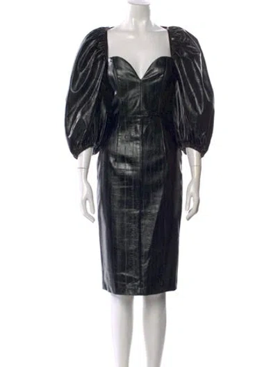 Pre-owned Rotate Birger Christensen Faux Leather Knee-length Dress In Black