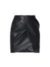Rotate Birger Christensen Draped Faux Leather Mini Skirt In Black