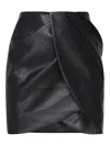 Rotate Birger Christensen Draped Faux Leather Mini Skirt In Black