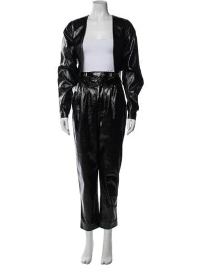 Pre-owned Rotate Birger Christensen Faux Leather Pant Set In Black