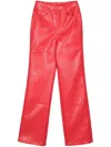 Rotate Birger Christensen Faux-leather Straight-leg Trousers In Red