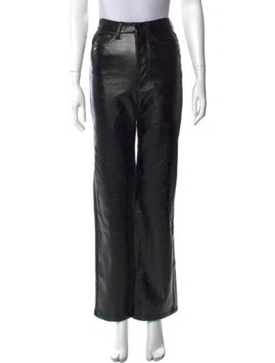 Pre-owned Rotate Birger Christensen Faux Leather Wide Leg Pants In Black
