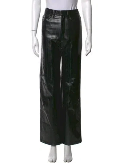 Pre-owned Rotate Birger Christensen Faux Leather Wide Leg Pants In Black