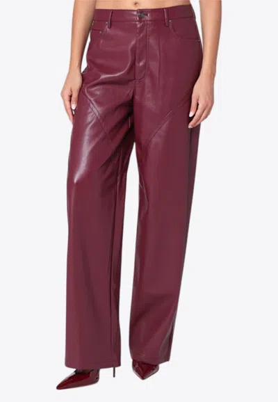 ROTATE BIRGER CHRISTENSEN FAUX LEATHER WIDE-LEG PANTS