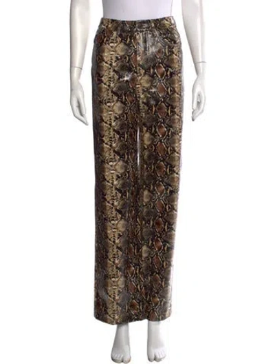 Pre-owned Rotate Birger Christensen Faux Leather Wide Leg Pants In Neutral